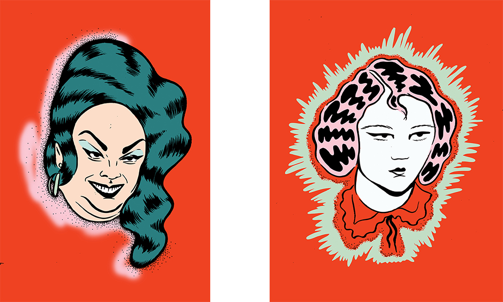 Verity's initial sketches for the Barbican Cheap Thrills film season.