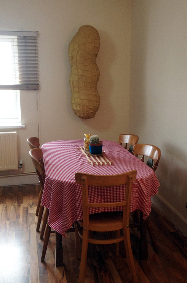 A "Wall Nut" - the peanut sculpture displayed on the wall