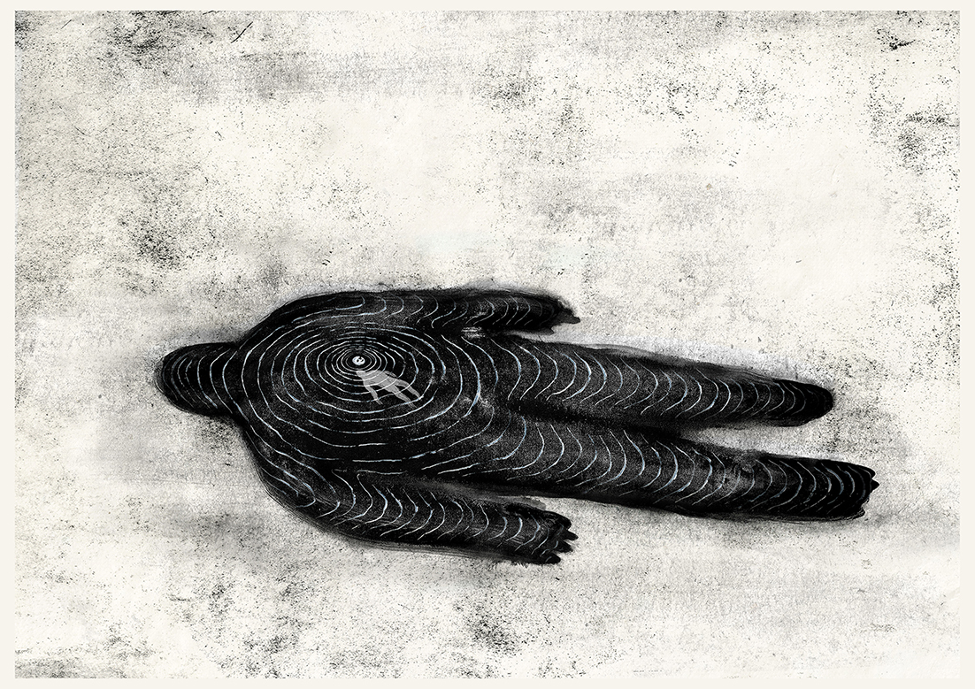 ‘Sink’ by Hammer Chen. Ink, acrylic, collage, image size 29 x 42cm