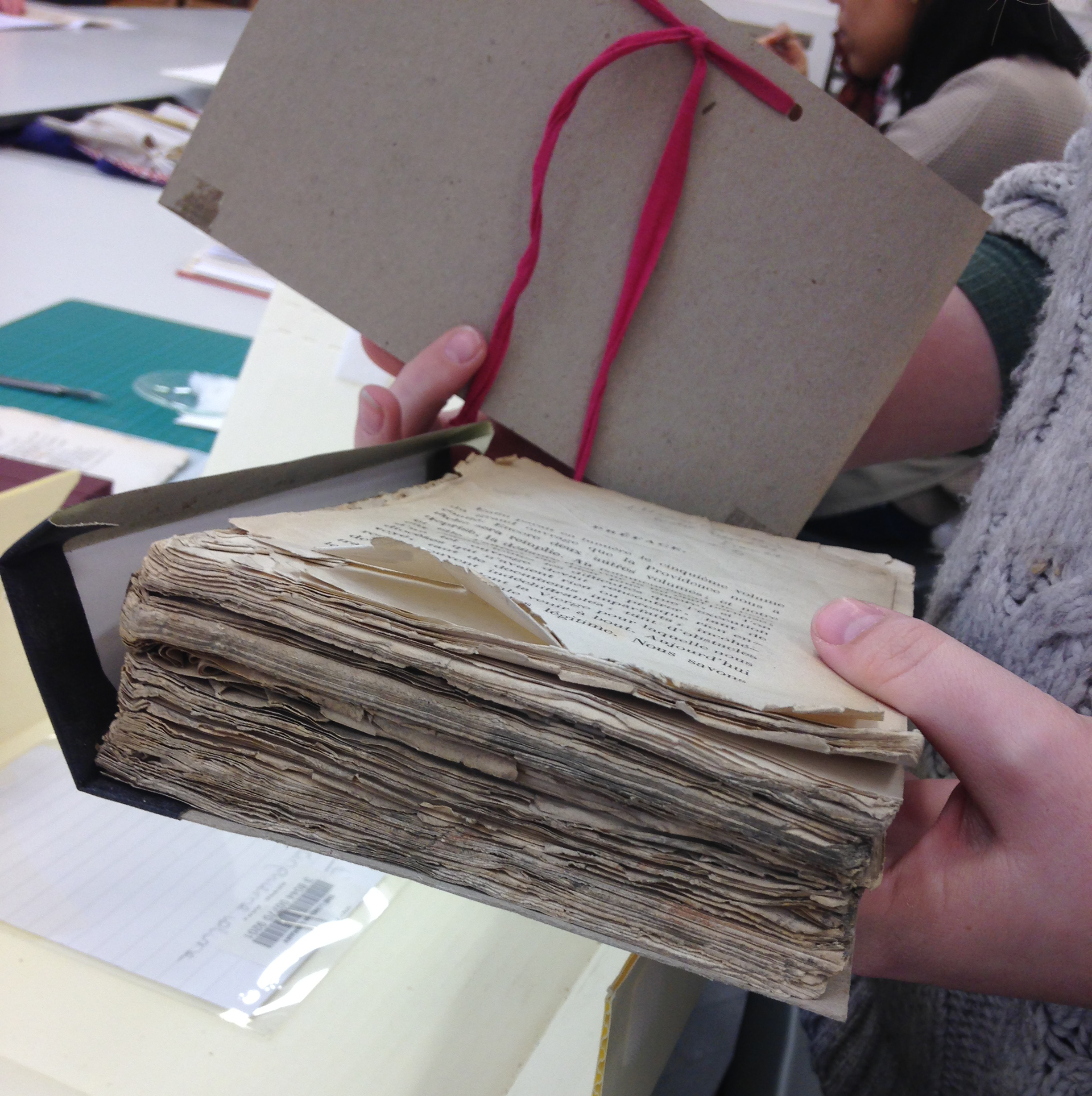 A book that was damaged during WWII bombings 