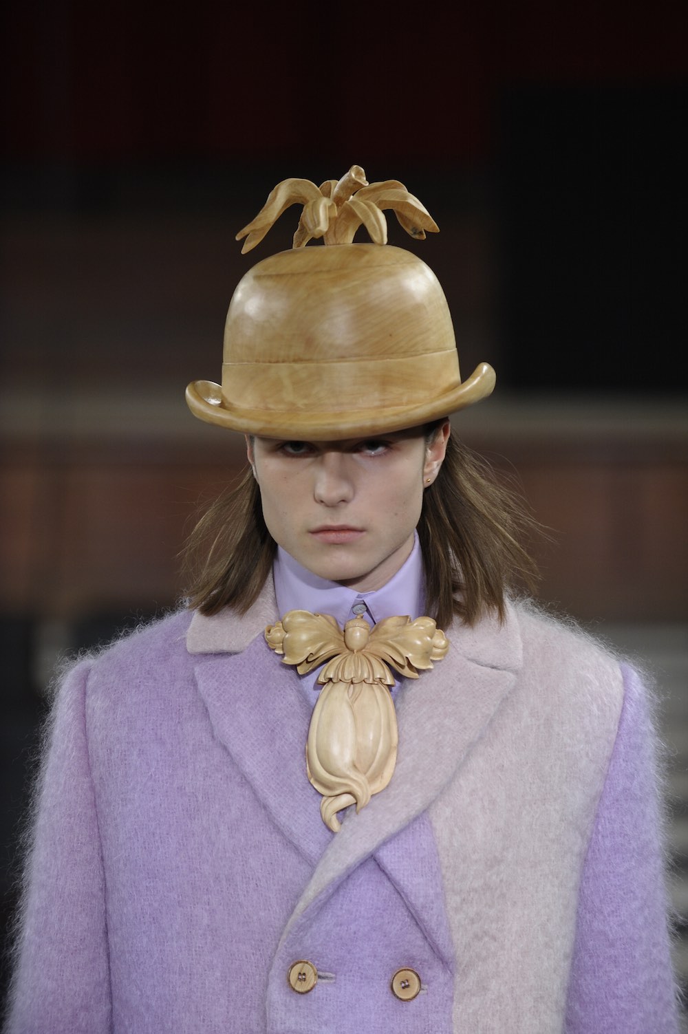 Yixin Zhang at LCFMA18 Menswear. Shot by Roger Dean.