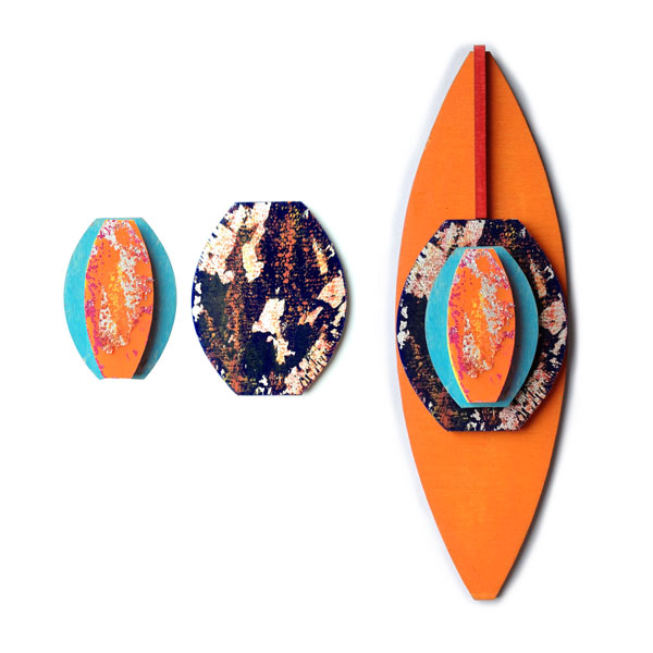 Colour project final jewellery piece development using foil and print techniques by Hannah Miles