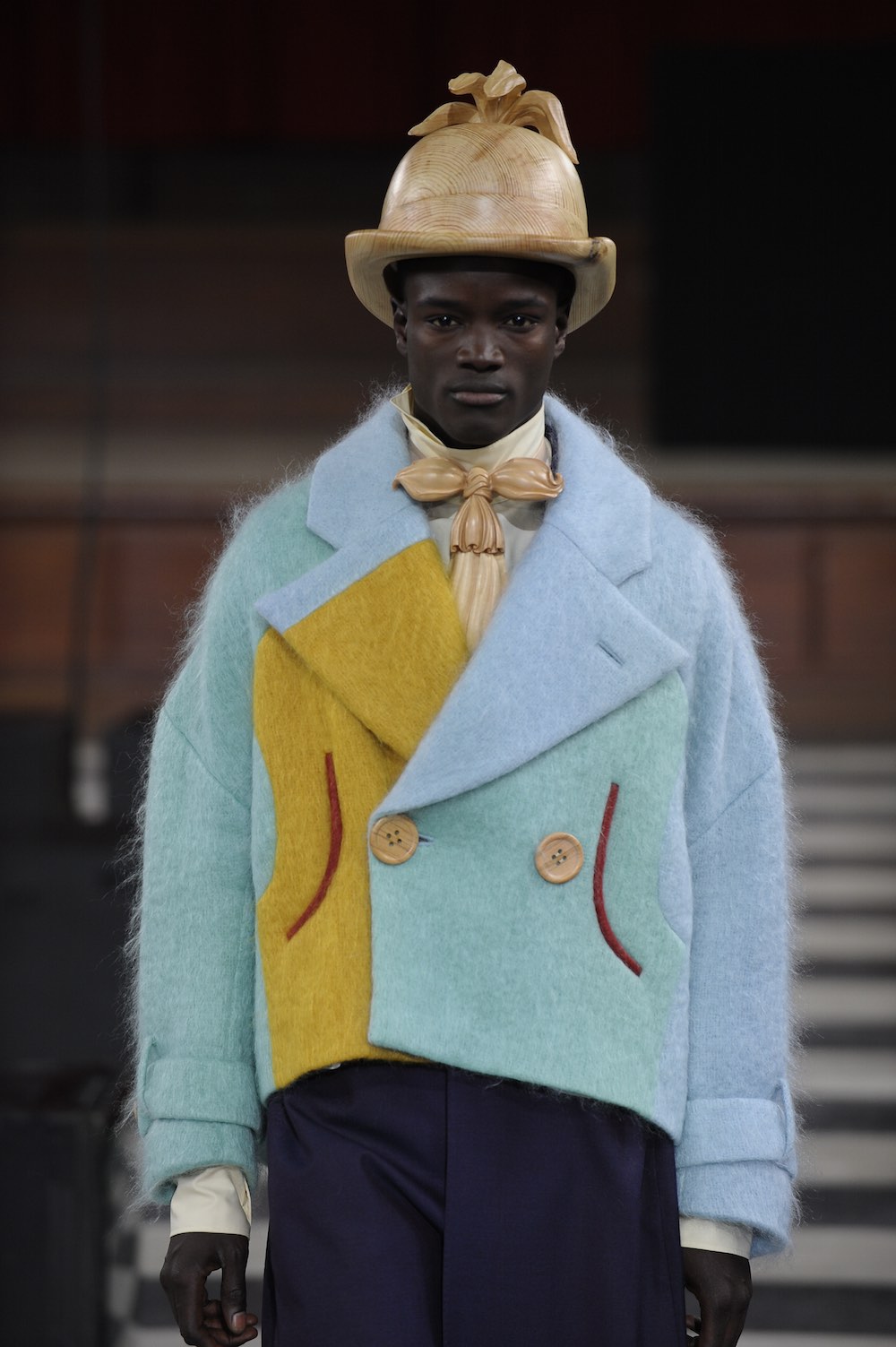 Yixin Zhang at LCFMA18 Menswear. Shot by Roger Dean.