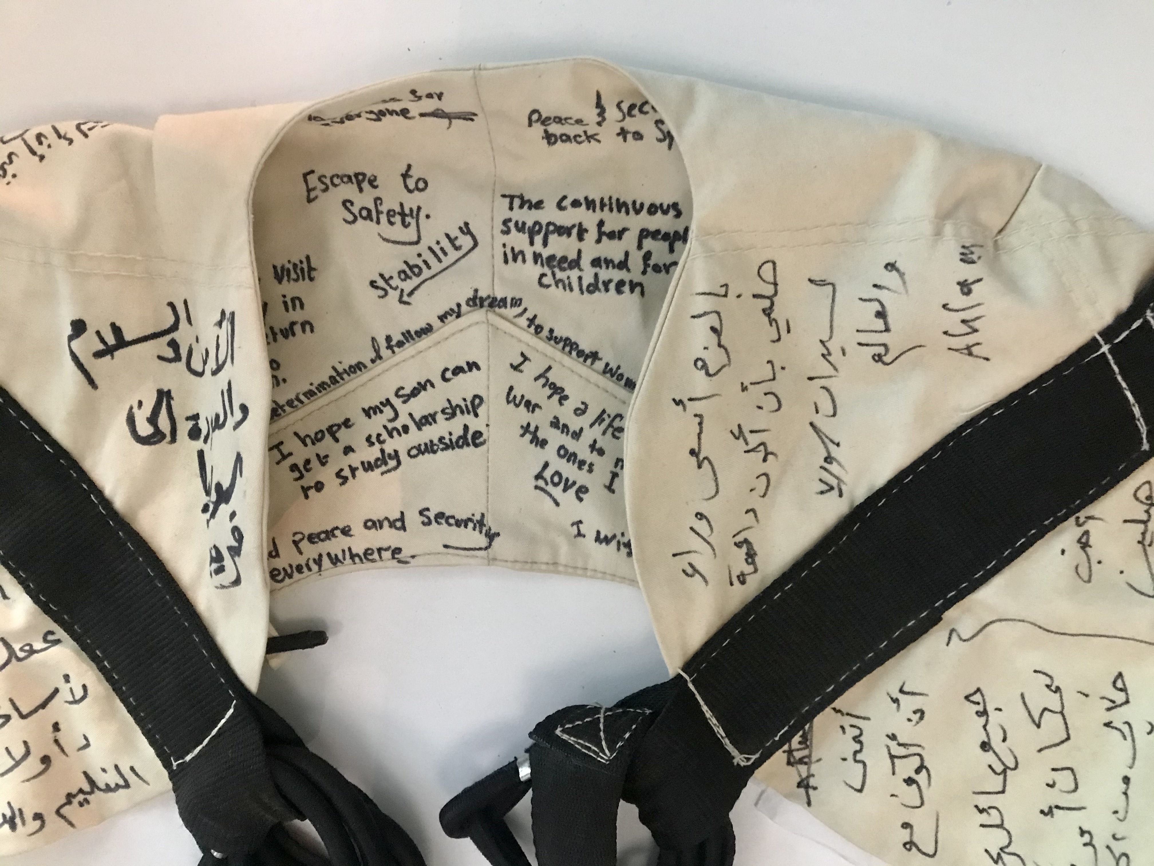 jacket collar with writing inside