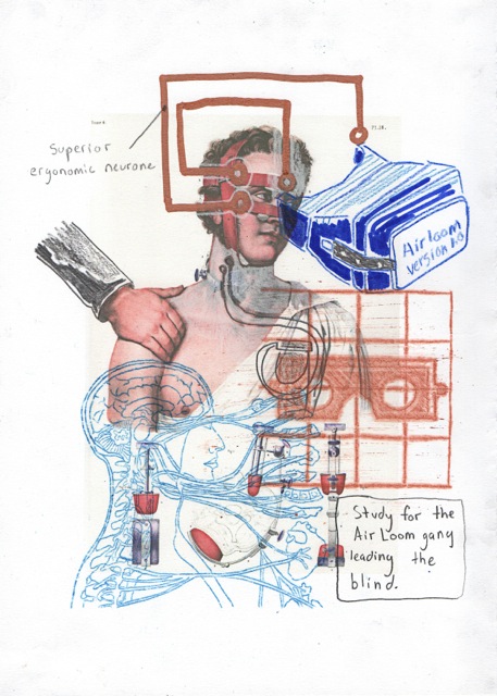 James Rogers, Study for the Air Loom gang leading the blind. Mixed media on paper.