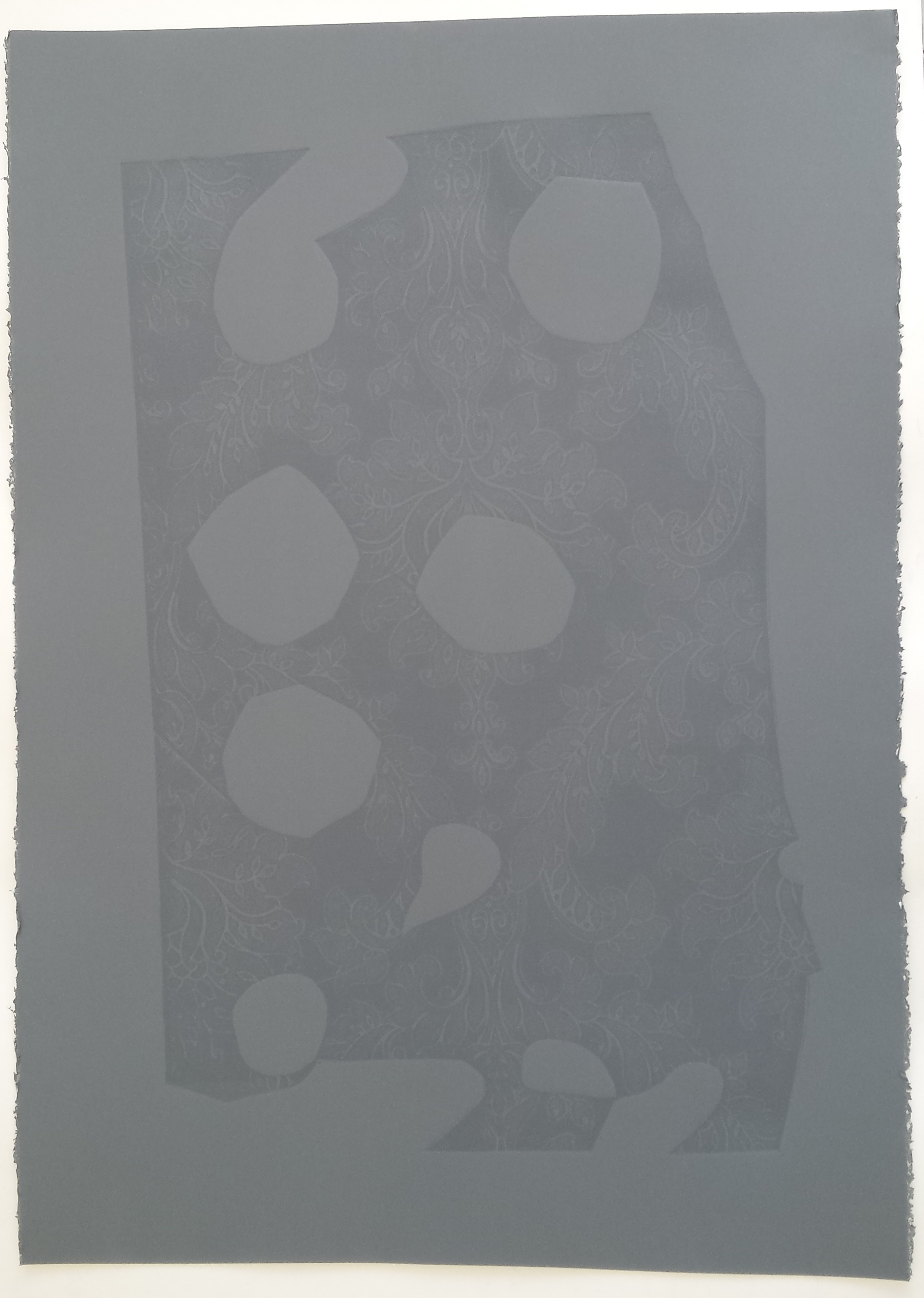 'Cherish I – The Grandiose Defence' 2016 by Helen Hayward. Relief, collagraph, emboss, monoprint 100 x 70 cm 