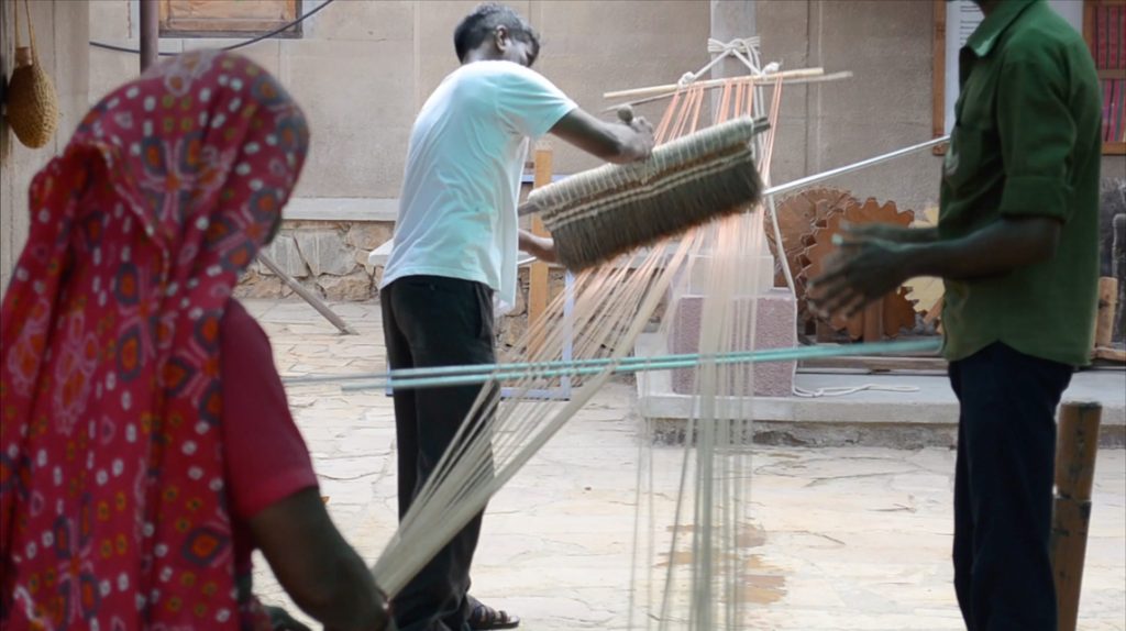 Scene from my film - sizing warp yarns in Kachchh - Prerna Gupta
