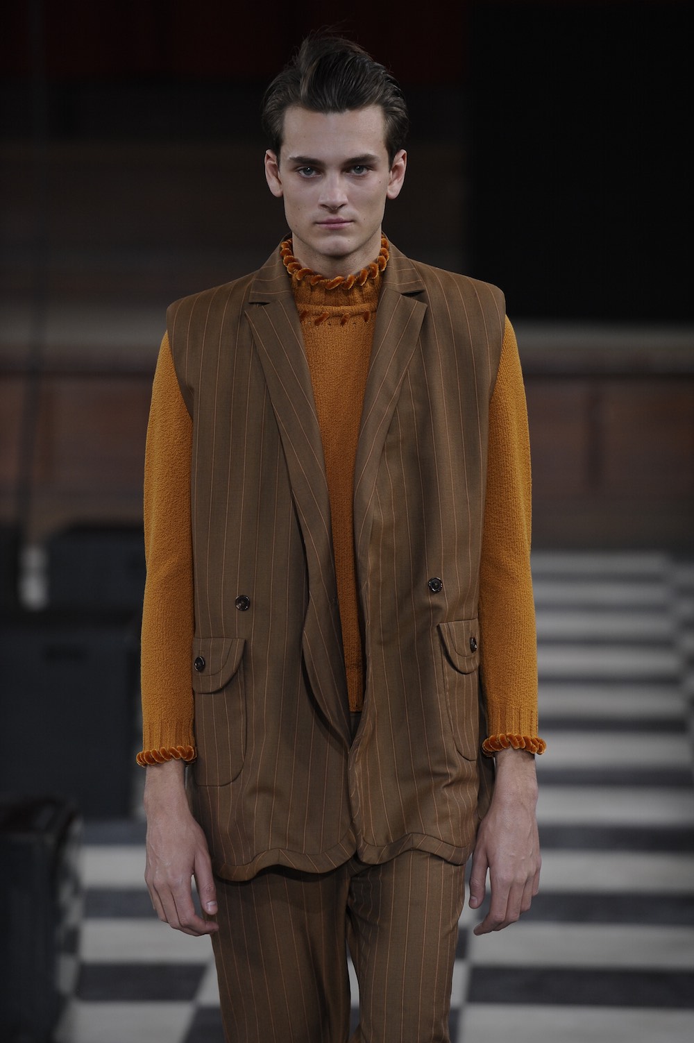 Coline Gauthier at LCFMA18 Menswear. Shot by Roger Dean.