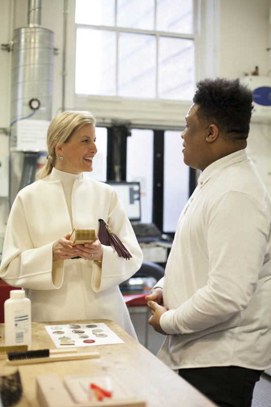 The Countess of Wessex during her visit to London College of Fashion. Image credit: Hanna Puskarz
