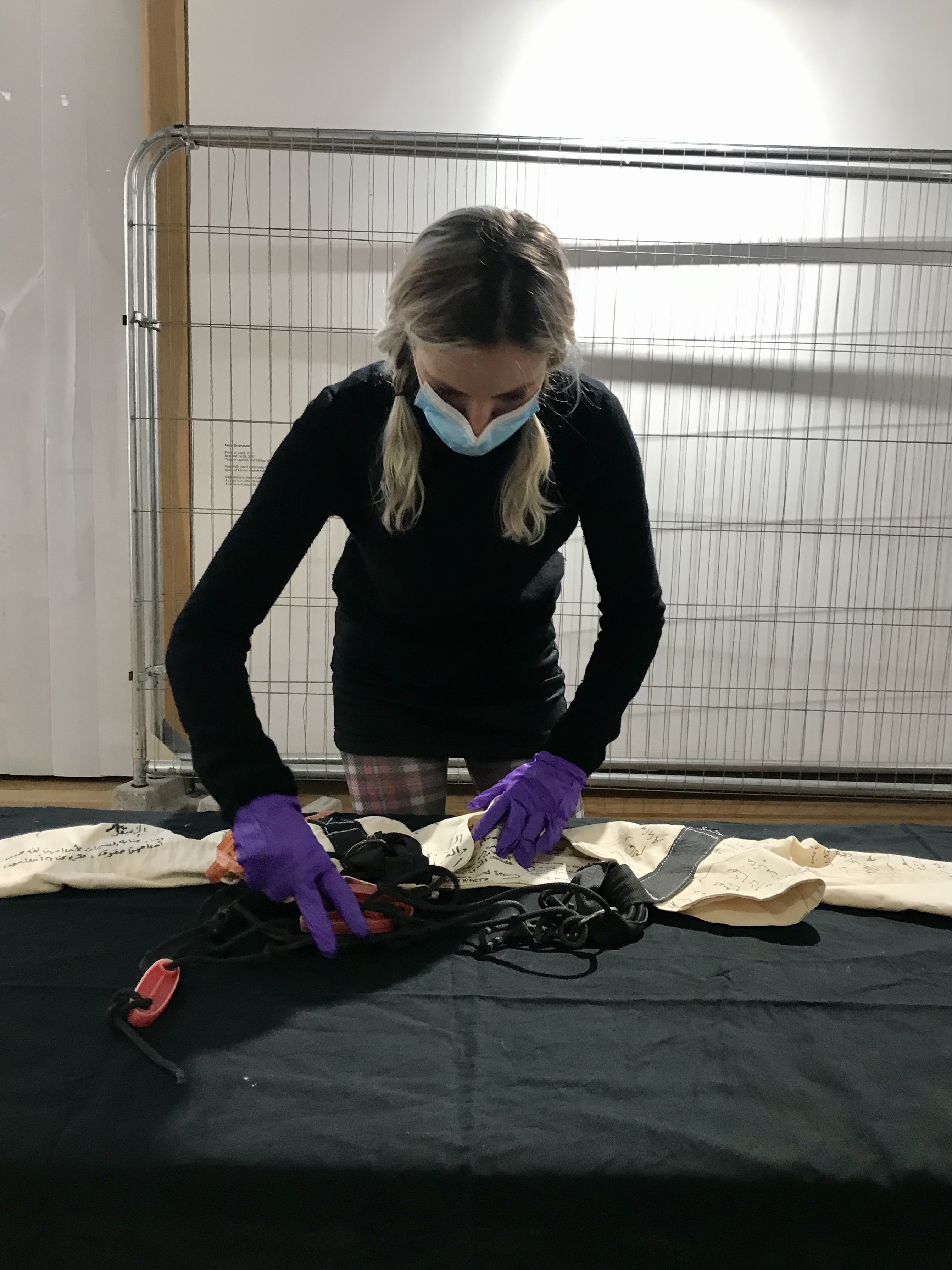 student working on model