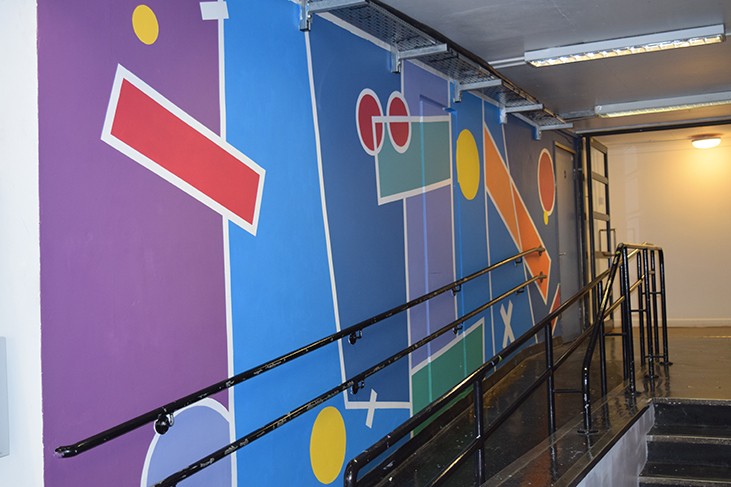 The ramp side wall of the mural