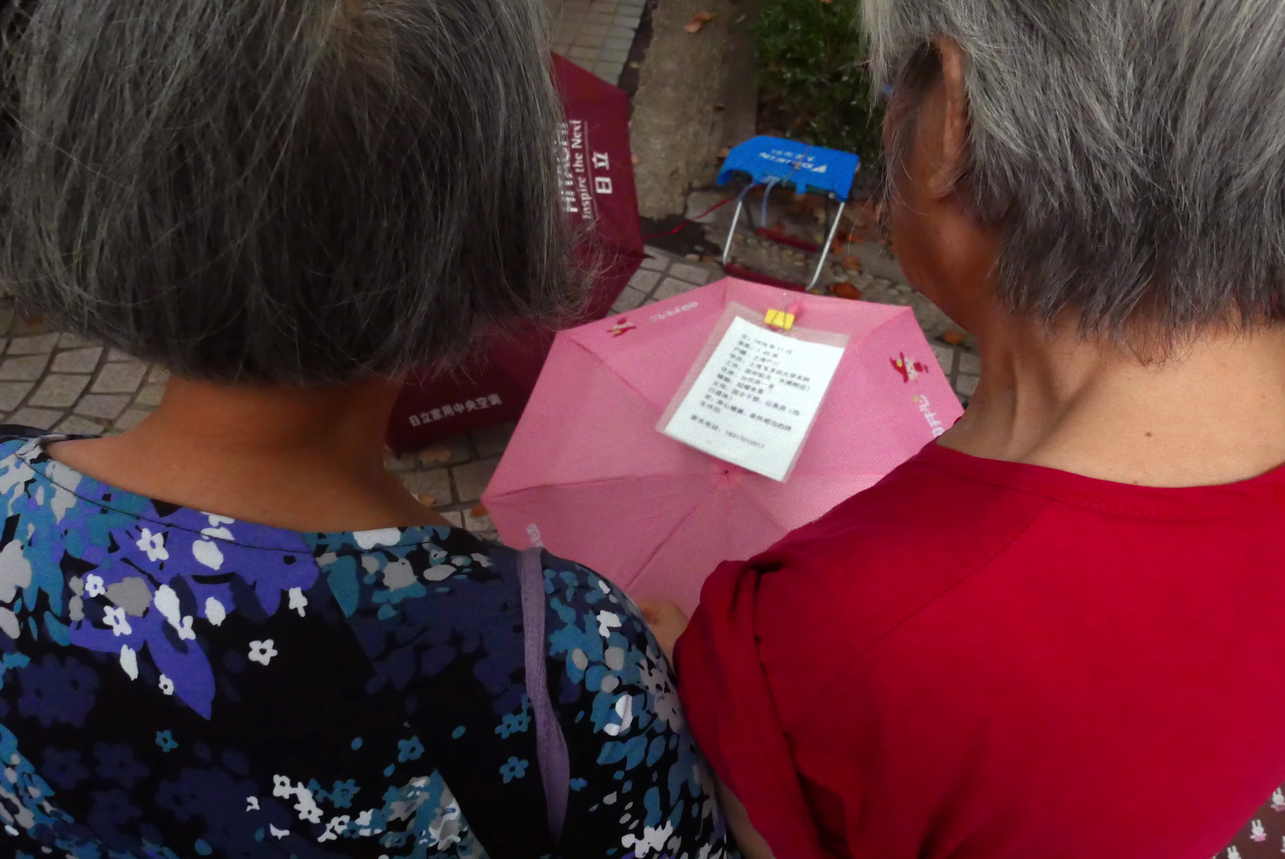 Elderly ladies inspecting at the Peoples Park Marriage Market, photo by Charles Britton
