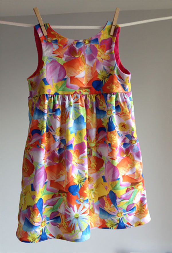 Hannah’s competition winning floral fabric design, sewn into a child’s dress