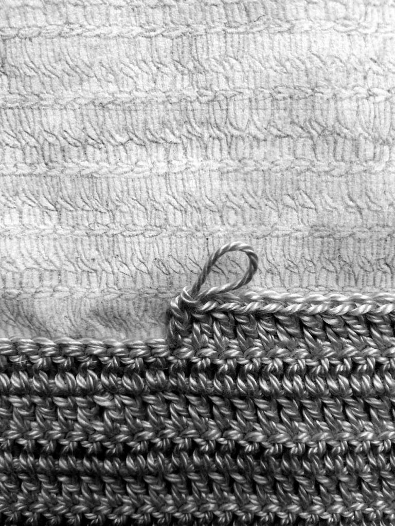 Esperanza Perkins, Memories Series 2, 2017. Pencil drawing on fabric with white crocheted thread, 21cm x 30cm.