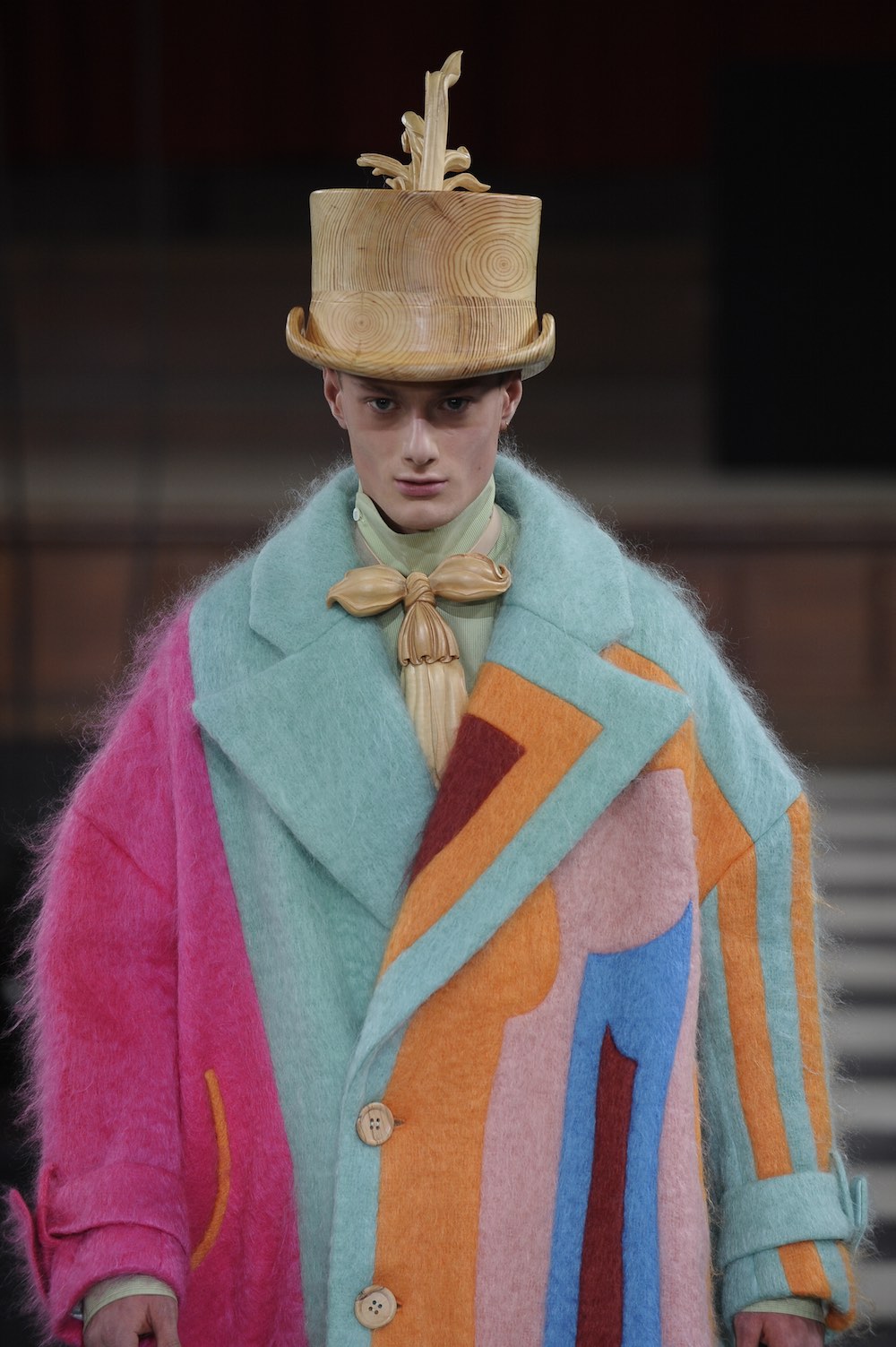 Yixin Zhang at LCFMA18 Menswear. Shot by Roger Dean.