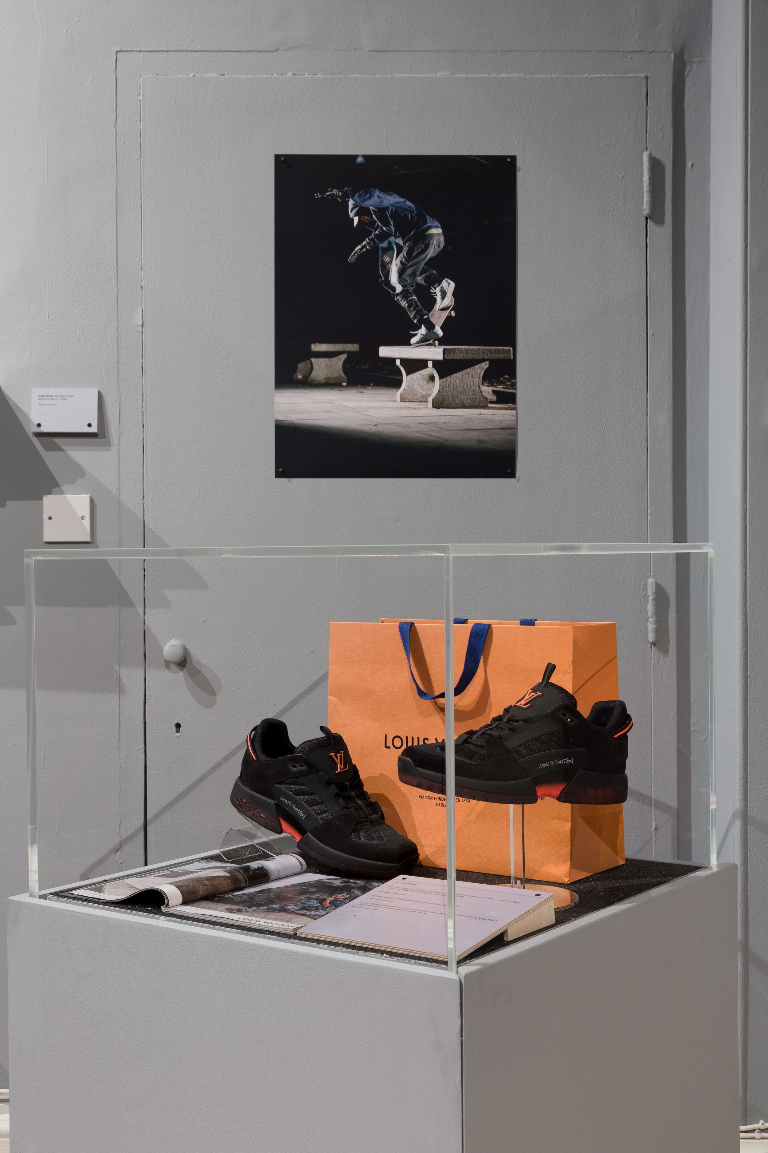 skate shoes in glass case