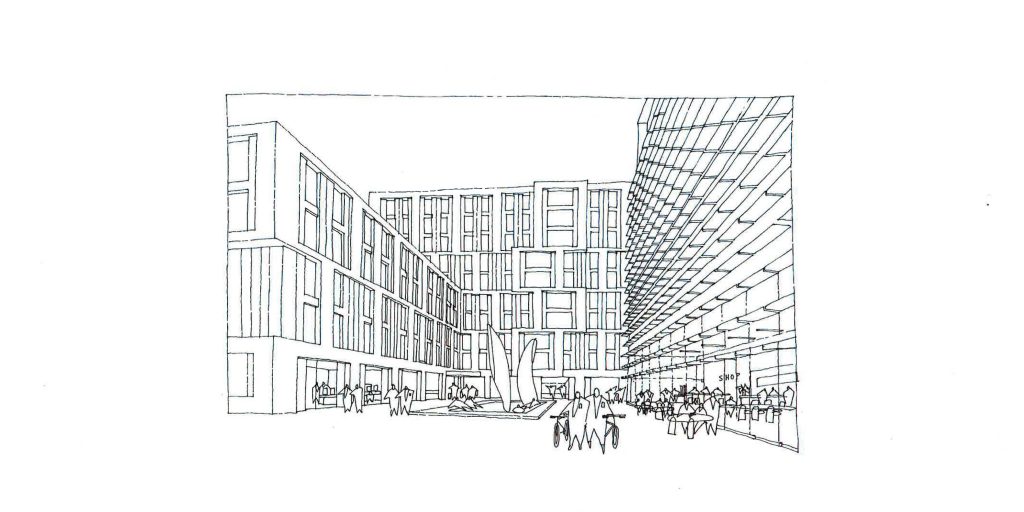 Artist's impression of the new courtyard that will be created as part of the building development work at the college.
