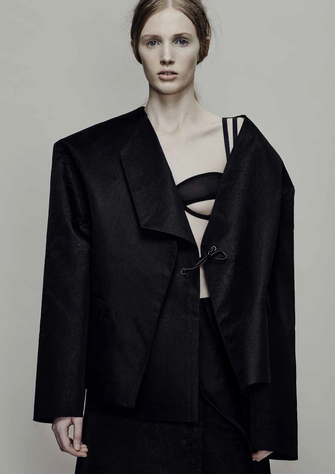 Hyone Chi (BA Fashion Design Technology: Womenswear), Flora Murray (BA Fashion Contour). Photographer: James Rees, Creative Direction: Rob Phillips, Hair: Ezana Ové, Beauty: Kirsty Gaston