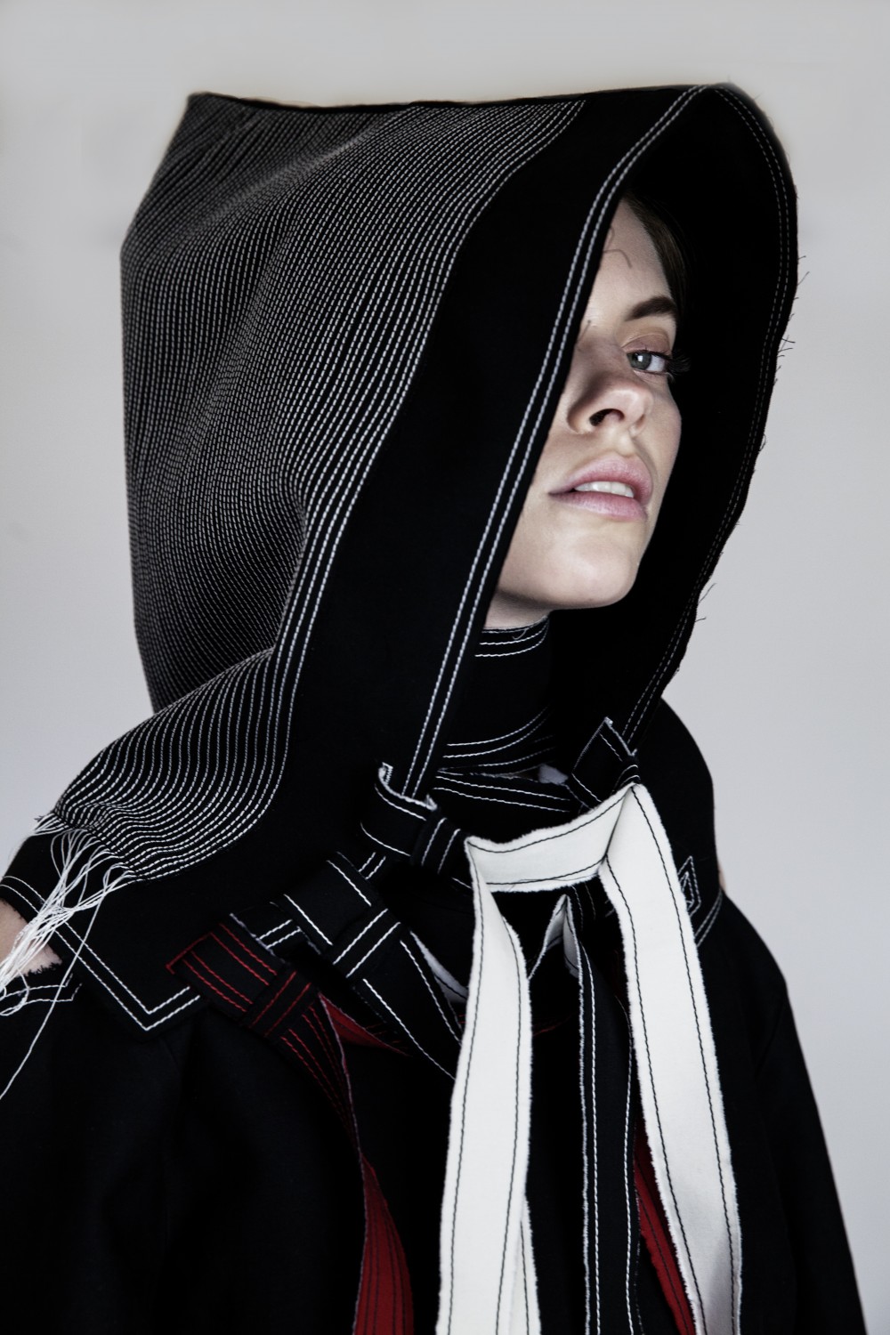 BA (Hons) Fashion Design and Development student Andrew Ko. Photographer: James Rees, Creative Direction: Rob Phillips, Hair: Ezana Ové, Beauty: Kirsty Gaston.