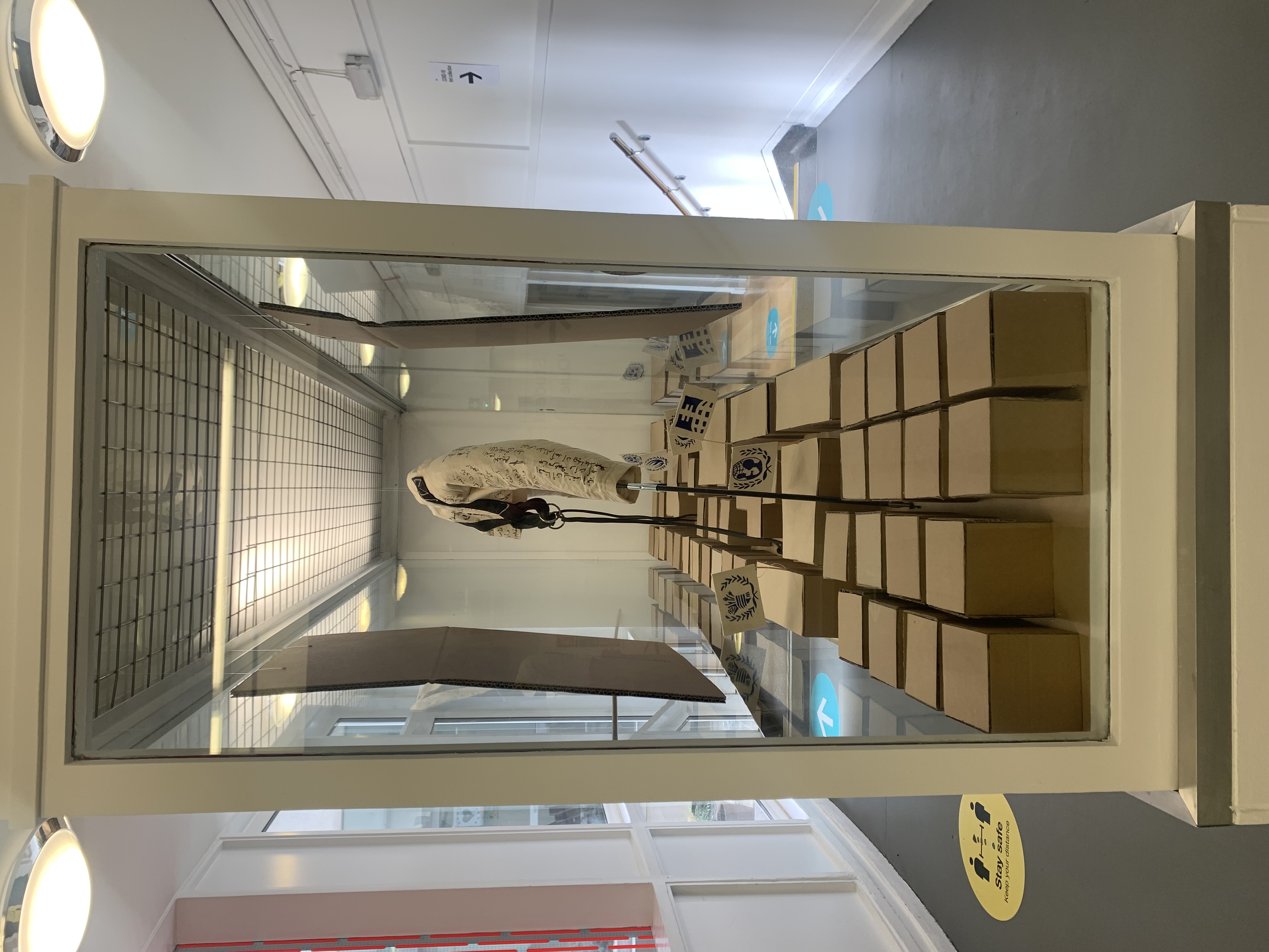 installation of jacket in vitrine