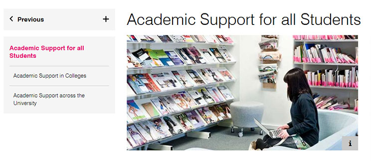 UAL Library Services academic support pages_all students