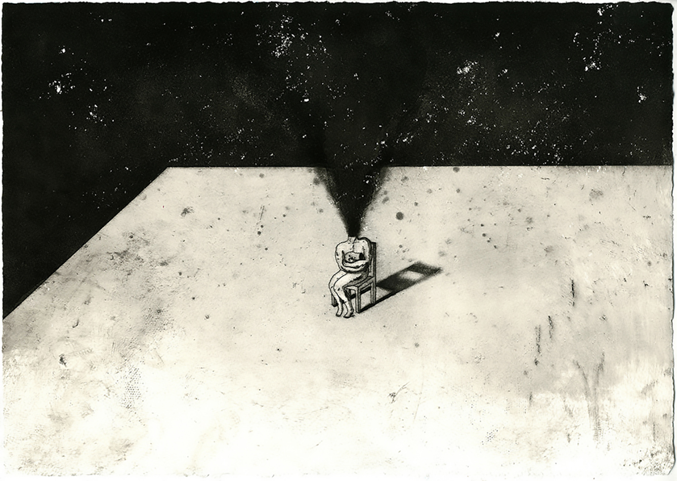 ‘Seeping' by Hammer Chen, Hard ground, aquatint, spit bite, image size 30 x 42cm