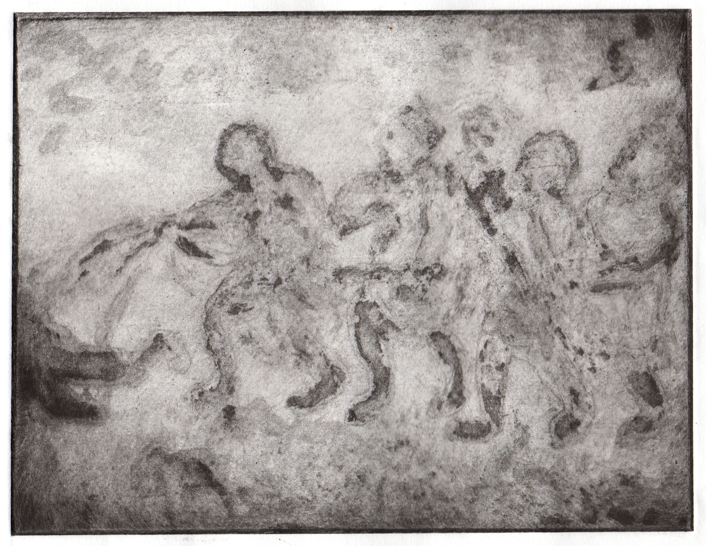 ‘Blind Leading the Blind’ Spit bite etching by Oliver McConnie