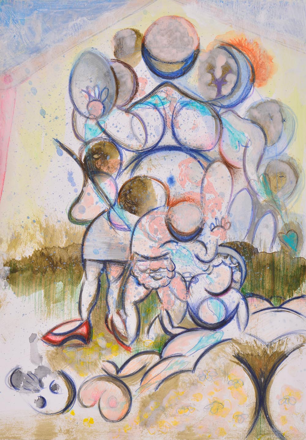 Rosalind Faram, Natal Chart, 2016, watercolor and pencil on paper.