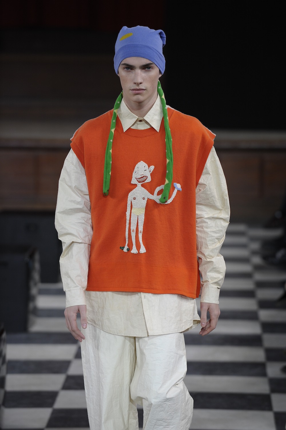 Wenya Huang at LCFMA18 Menswear. Shot by Roger Dean.