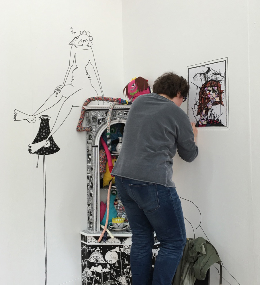 Michelina Kowal putting finishing touches to the FdA installation