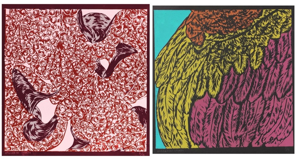 Zine submission from Foundation Diploma in Art and Design student, Angy Stiady. Colourful abstract printmaking work. 