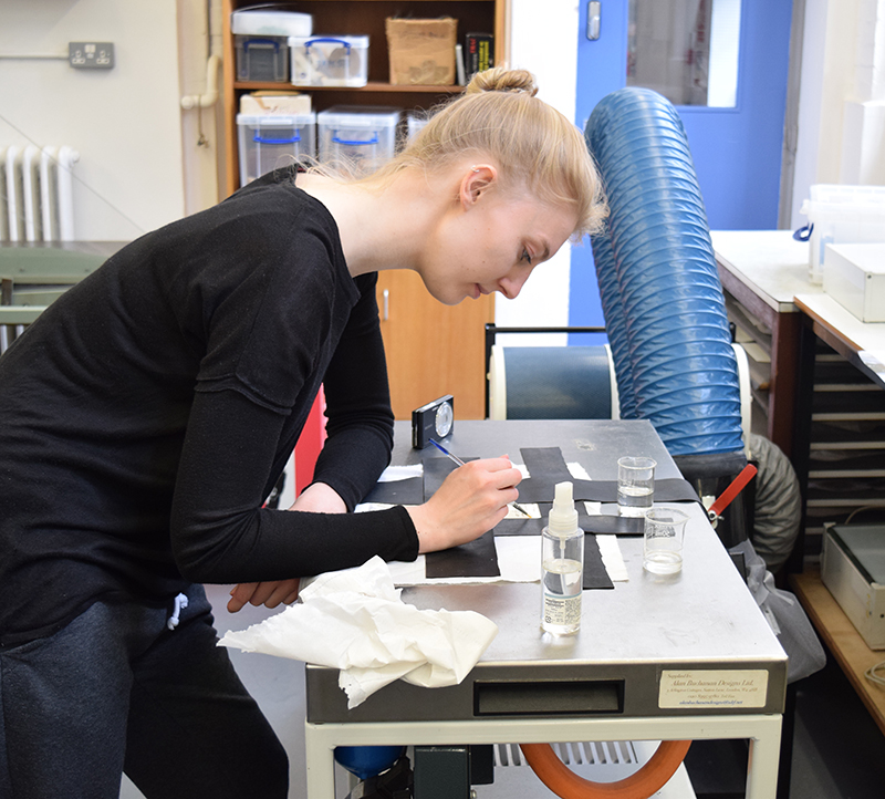 MA Conservation students at work in the Paper Studio