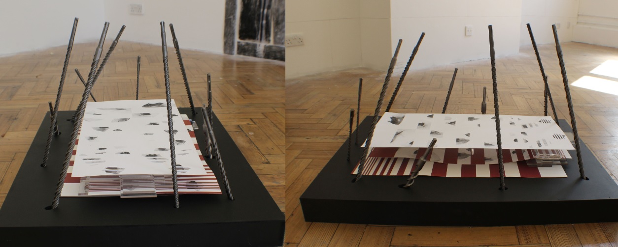 “A fracking pointless discussion” Offset lithographic prints, drill bits, mdf, perspex 