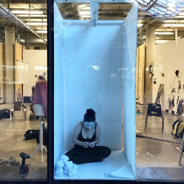 Natalie Wearden undertaking her 'Metresquare' performative work