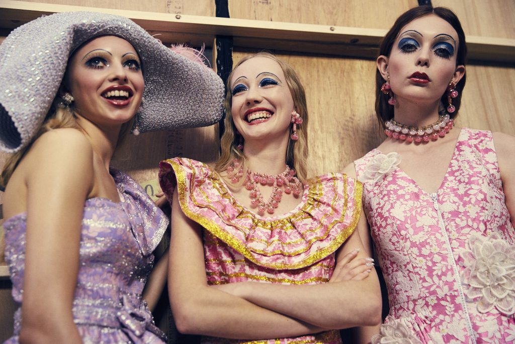 Models backstage at the Ryan Lo SS17 LFW show. Photography by Lillie Eiger