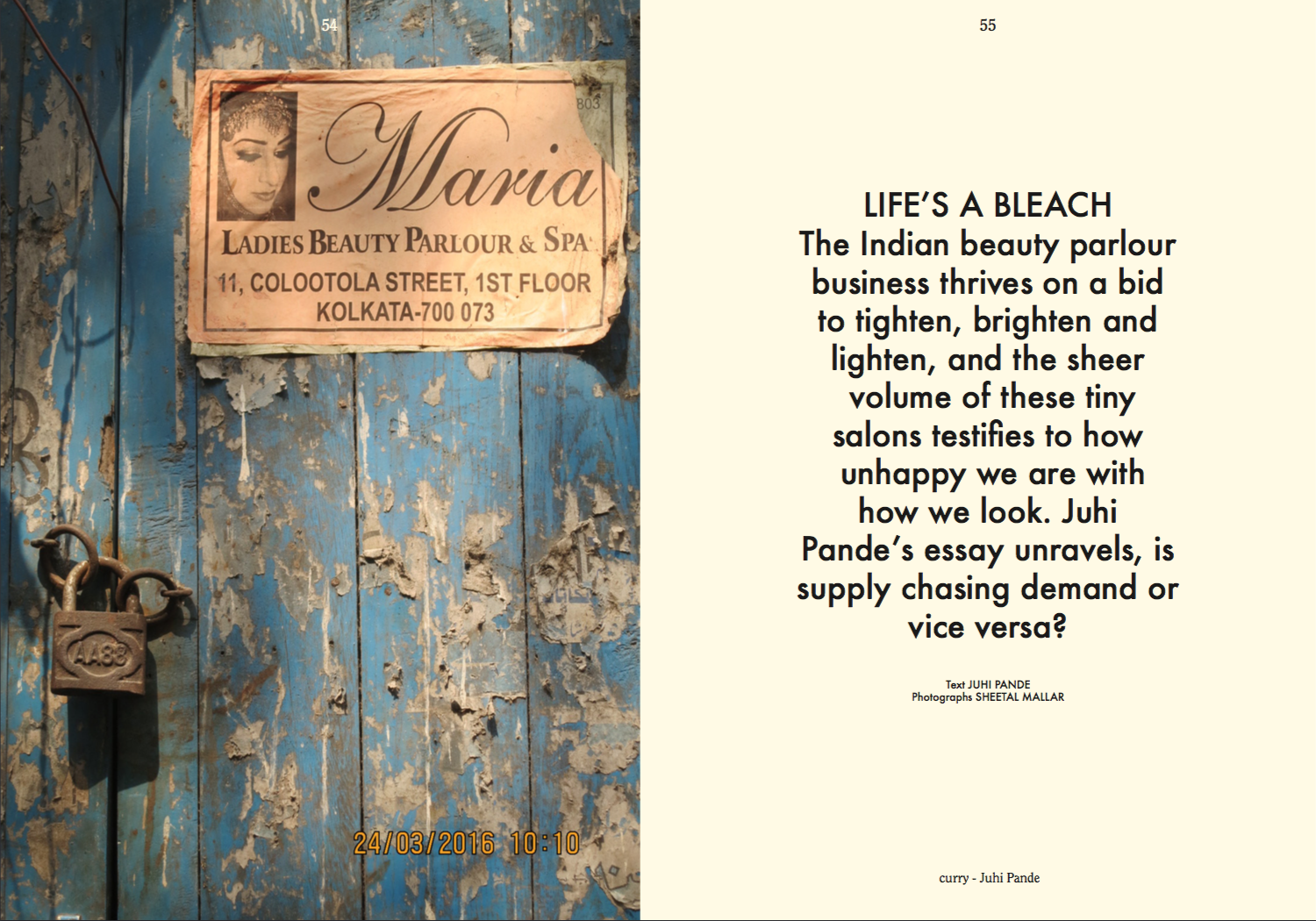 BA (Hons) Creative Direction for Fashion student Shreya Dalmia created Curry magazine for her final project. Image credit: Souvid Datta