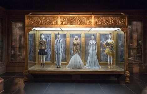 IMAGE: Title: Installation view of 'Romantic Gothic' gallery  Artist:  Alexander McQueen Savage Beauty at the V&A  Date: 2015  Credit line: Victoria and Albert Museum, London