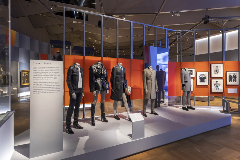 3 mannequins dressed in leather including biker jacket and skinny jeans