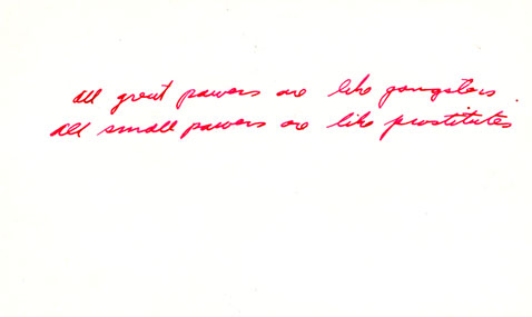 Pre-production Index card containing story development point, c1963