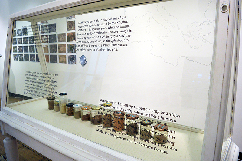 Corinne Silva & Martina Caruso, 'Rocks & Fortresses' 2016, mixed media, jars of earth, drawing, vinyl texts