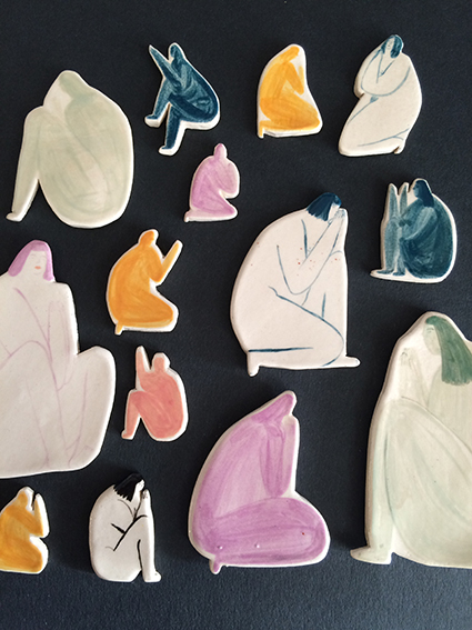 Georgie McAsuland, MA Illustration, Ceramic Figures - Hand painted ceramic female figures