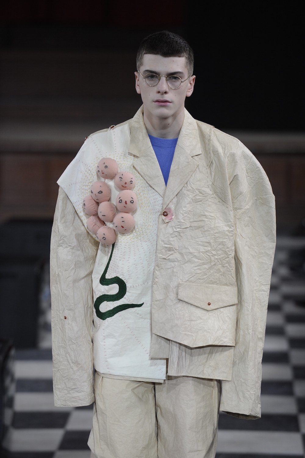 Wenya Huang at LCFMA18 Menswear. Shot by Roger Dean.