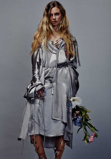 Womenswear by Rosemary Lambert and Kate Donald, BA (Hons) Fashion Design Technology: Womenswear. Textiles by Kate Cheung Wing Ki, BA (Hons) Fashion Textiles: Embroidery. Contour by Sian O'Neill, BA (Hons) Fashion Contour. Jewellery by Tanaporn Wongsa, BA (Hons) Fashion Jewellery.Photographer: James Rees , Creative Direction: Rob Phillips, Hair: Ezana Ové, Beauty: Kirsty Gaston