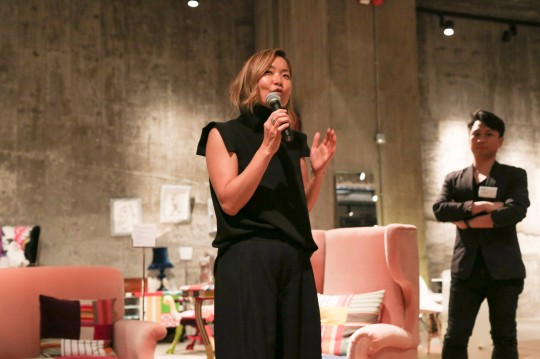 Joanna Gunn from Lane Crawford speaking at UAL Hong Kong Alumni Reception