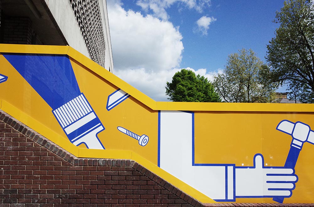 Image of the hoarding in situ outside Camberwell College of Arts. Courtesy Sushmita Paija Pun.