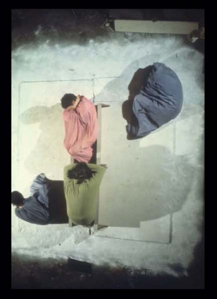 Carlyle Reedy, Slide documentation of Living Human Sculpture in Contemplative Time (performed at the Royal Court, 1972). Image courtesy of Carlyle Reedy