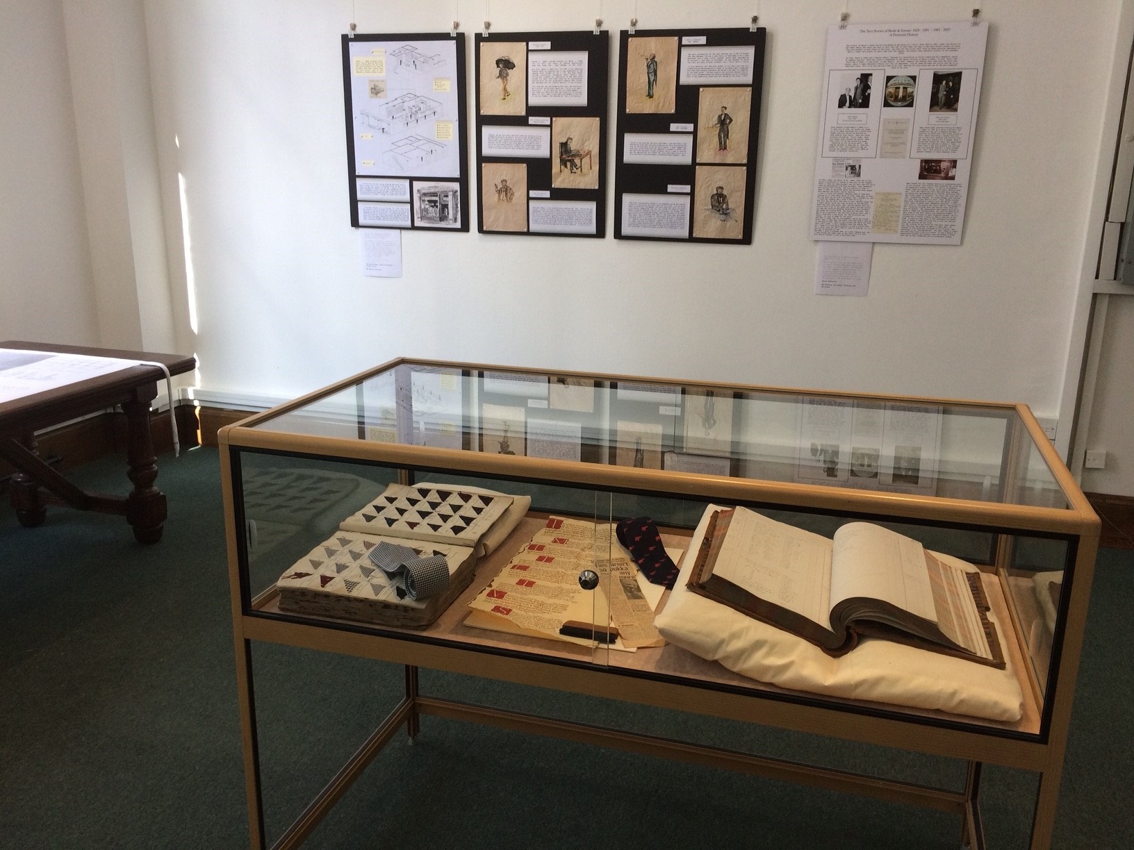 Ledgers on display in glass case