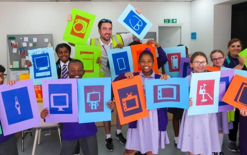 Workshop with local school working with Turf Projects towards an Arts Award 2017. Photo Turf Projects