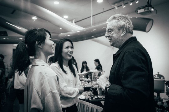 Professor Chris Wainwright talking to guests