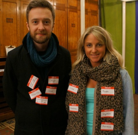 couple with stickers